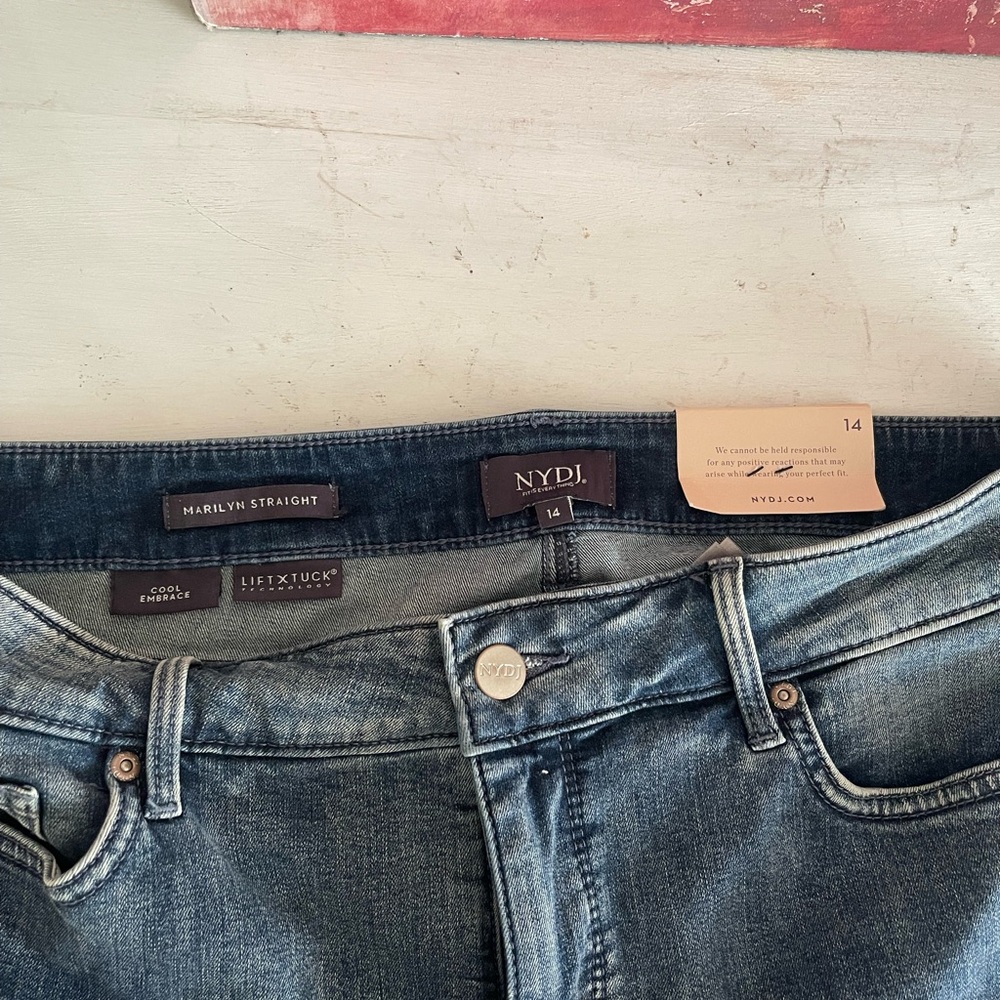 NYDJ Distressed Jeans with Colorful Front Patches - Picture 7 of 9